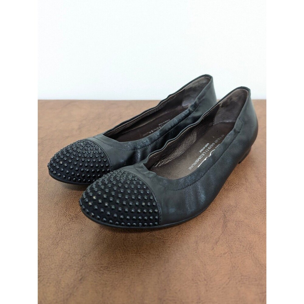 Attilio Giusti Leombruni Black studded ballet flat 6.5 Made in Italy